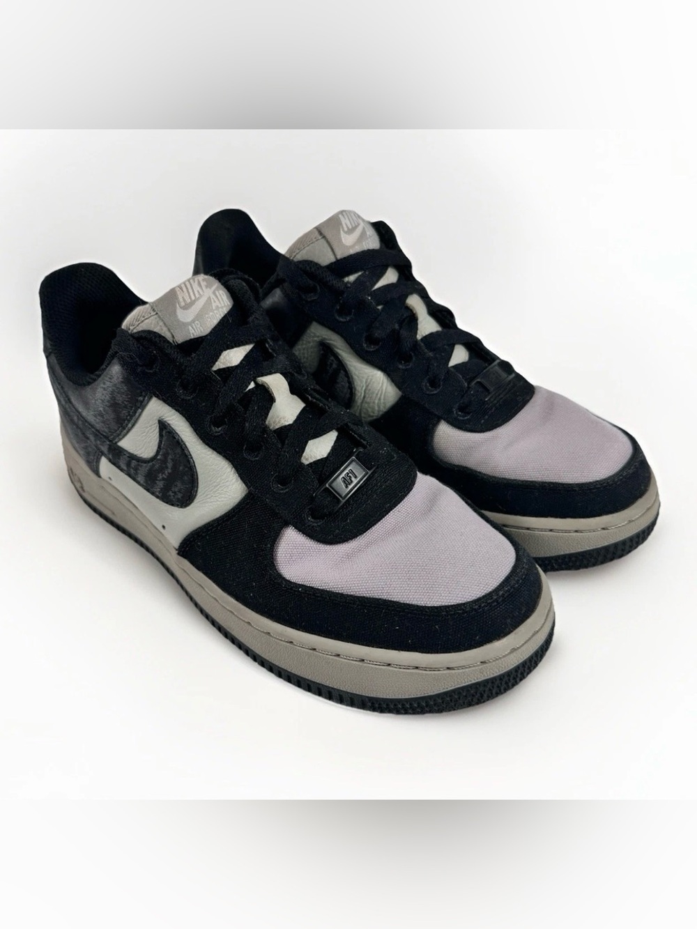 Nike Air Force 1 Low By You Womens 8 Black Gray Custom Sneakers DV3907-900